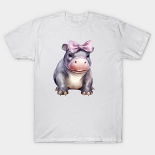 Hippopotamus Wearing Bow T-Shirt